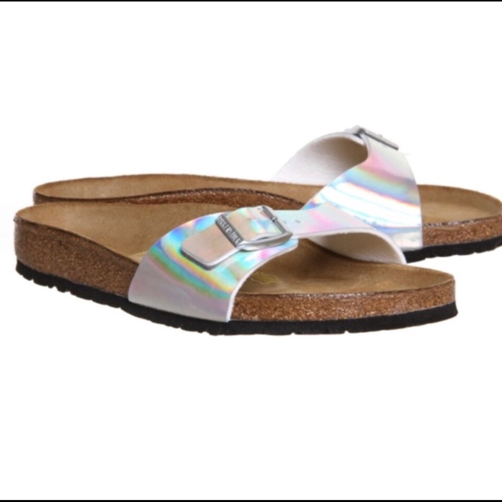 Birkenstock Size 38 regular silver sandals EUC!